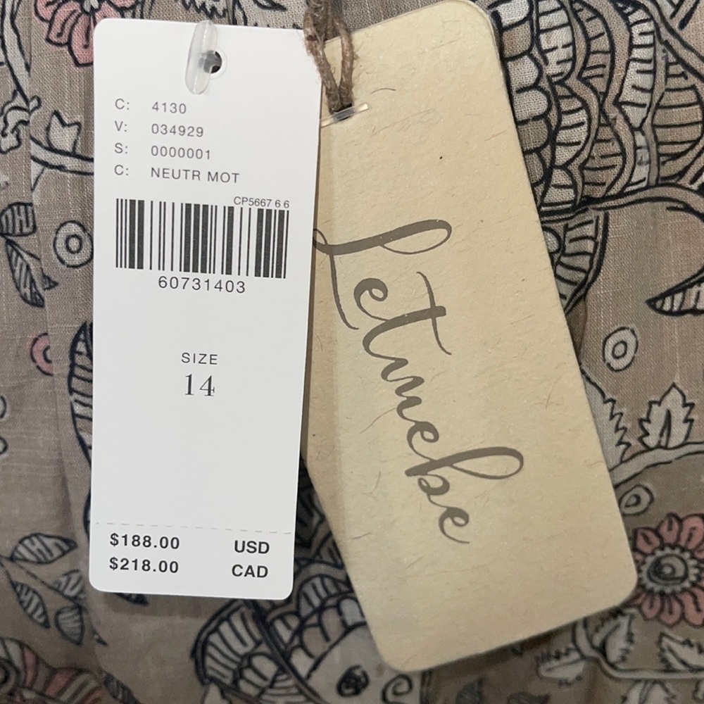 Let Me Be By Anthropologie NWT SZ 14 Babydoll Dress w Koi Fish/Floral Print - Picture 5 of 11